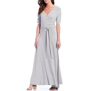 Neiman Marcus Jersey Maxi Wrap Dress